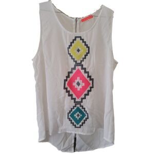 🌸Lulumari White Azetec Design Sleeveless Top